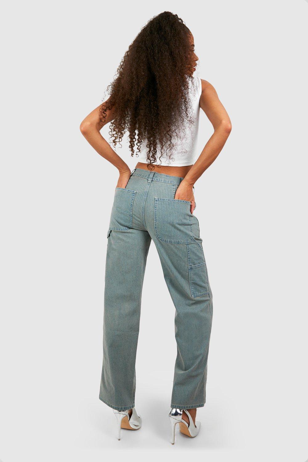 High waisted pinstripe sales jeans